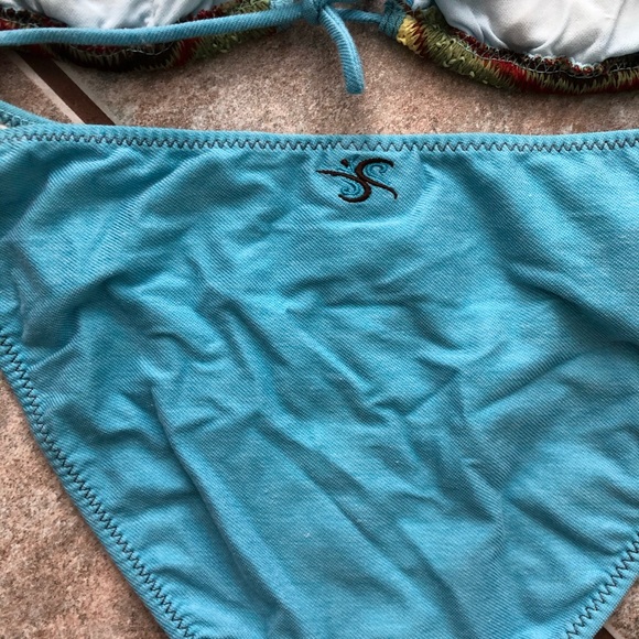 Blue Crochet Boho Pink Sands Bikini Swimsuit, L - Picture 4 of 10